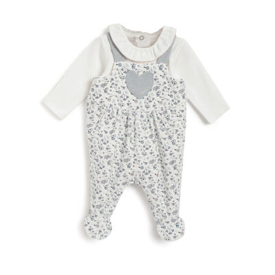 Girls Natural Printed Bodysuit with Dungaree